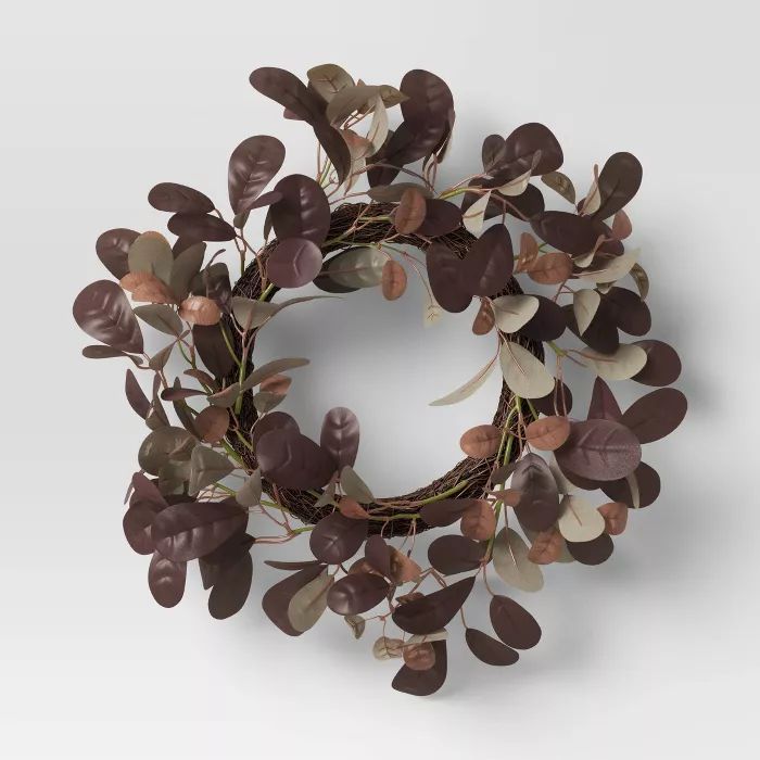 13&#34; Artificial Leaf Wreath Purple/Brown - Threshold&#8482; | Target
