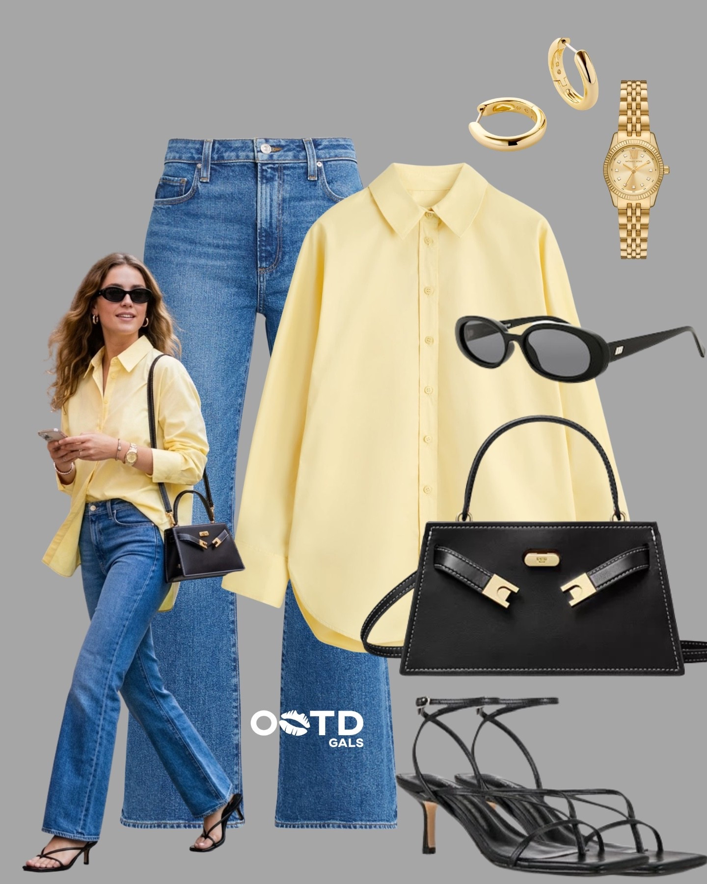 Sunlight Chic ☀️

Nothing feels fresher than soft yellow paired with classic denim. This look is effortless, clean, and instantly uplifting with just the right amount of contrast from black accessories.

It’s simple, but it makes a statement.

✨ Style Details:
• Light yellow button-up for a soft, glowing look  
• Straight-leg blue jeans for a timeless base  
• Black strappy heels to elevate the outfit  
• Structured black mini bag for a polished touch  
• Black sunglasses for that cool, effortless vibe  
• Gold hoops + watch for a hint of luxe  

Easy, bright, and endlessly wearable 💛

#LTKStyle #LTKCasual #LTKSpring

#LTKSeasonal #LTKgrwm #LTKootd
