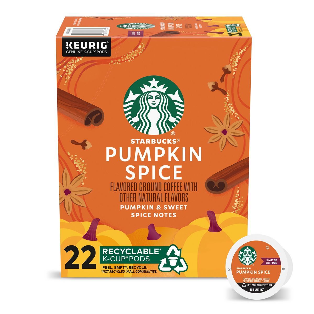 Starbucks Pumpkin Spice Medium Roast Coffee - Keurig K-Cup Pods - 22ct | Target
