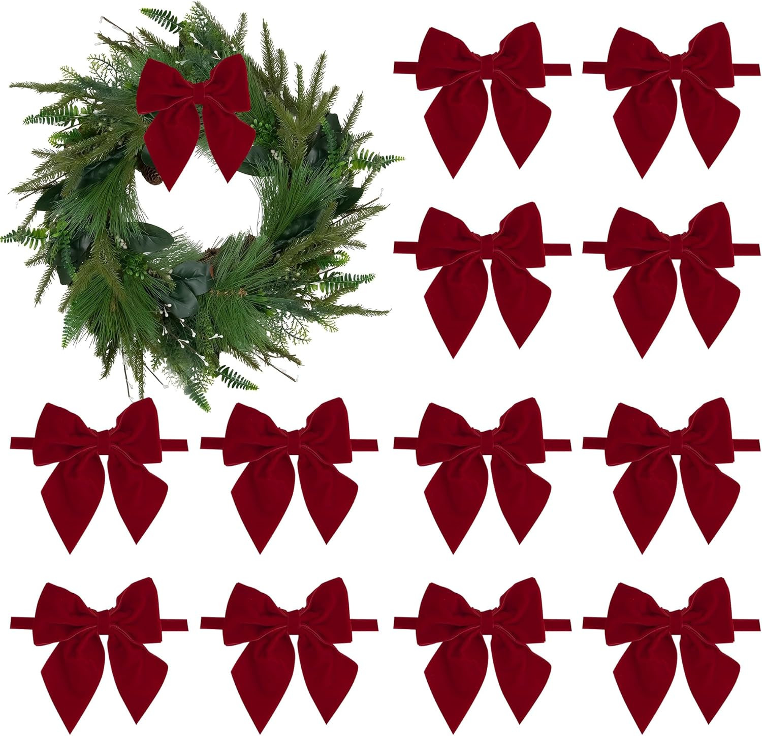 AIMUDI Red Velvet Bows 4" Christmas Bows for Gift Wrapping Velvet Bows for Christmas Tree, Holida... | Amazon (US)