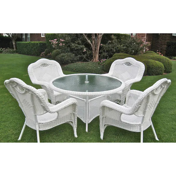 International Caravan Resin Wicker Outdoor 5-piece Dining Set - White | Bed Bath & Beyond