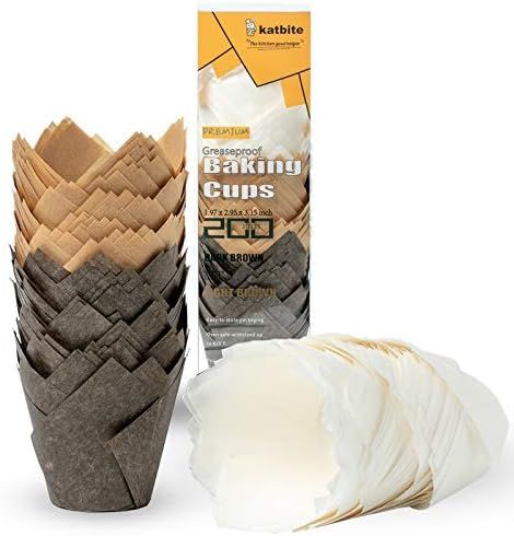 Katbite Tulip Cupcake Liners 200PCS, Muffin Baking Cupcake Liners Holders, Baking Cups, Cupcake W... | Amazon (US)