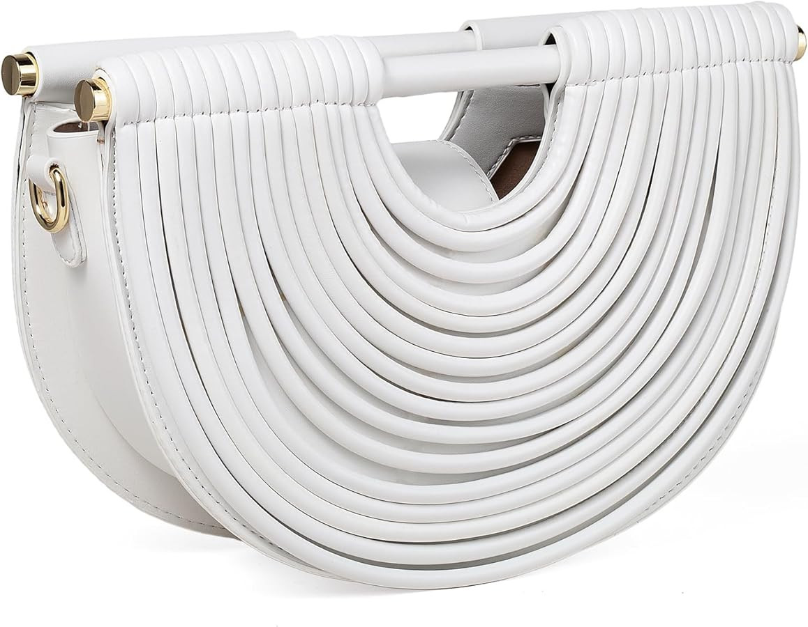 Slouchy PU Leather Semicircles Bag Women Trendy Underarm Shoulder Hobo Bags Crossbody Purse Top-h... | Amazon (US)