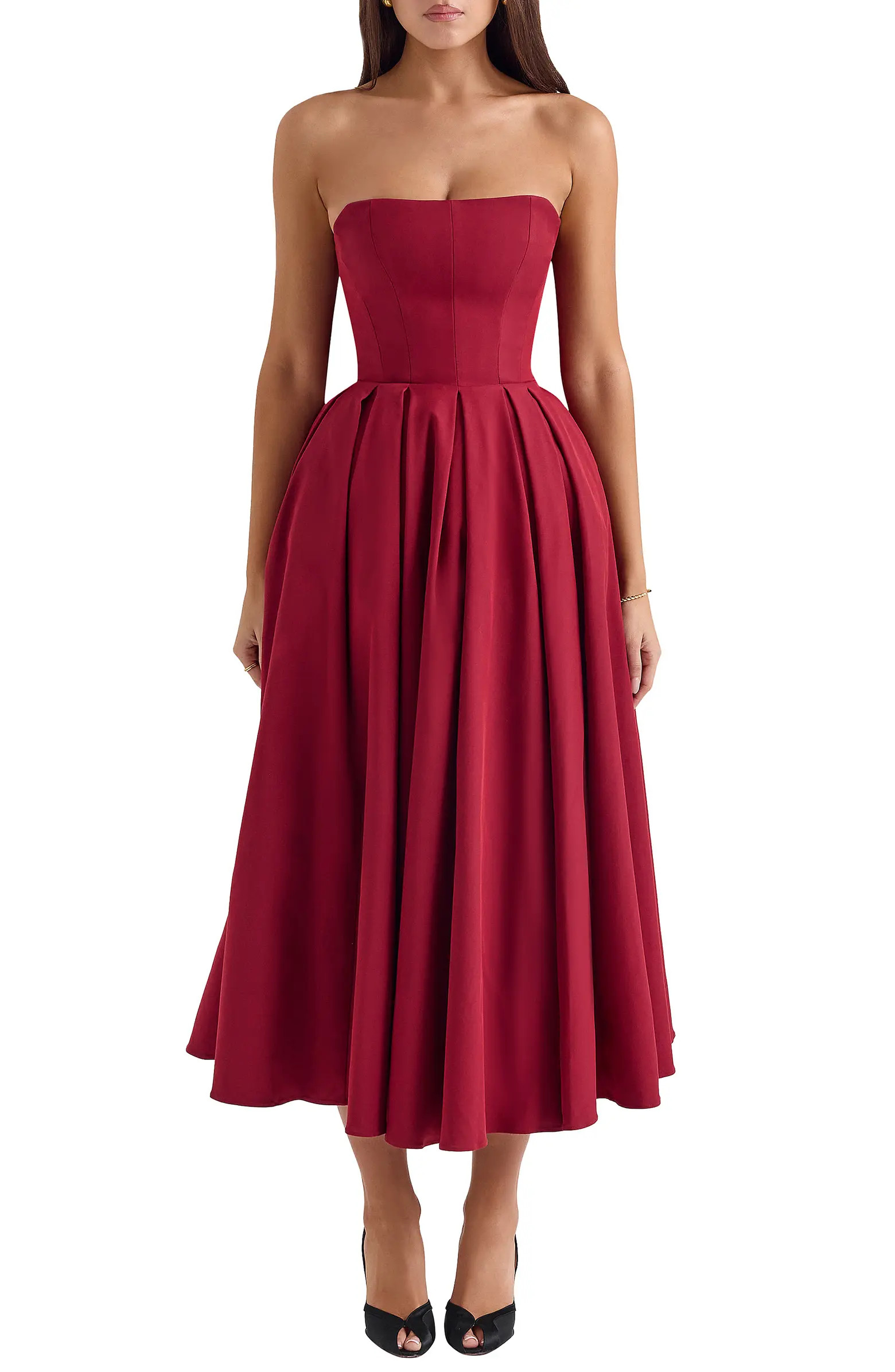 HOUSE OF CB Pandora Strapless Midi Cocktail Dress | Nordstrom | Nordstrom