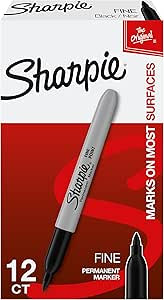 SHARPIE Permanent Markers, Quick-drying, and Fade Resistant, Fine Point, Black, 12 Count | Amazon (US)