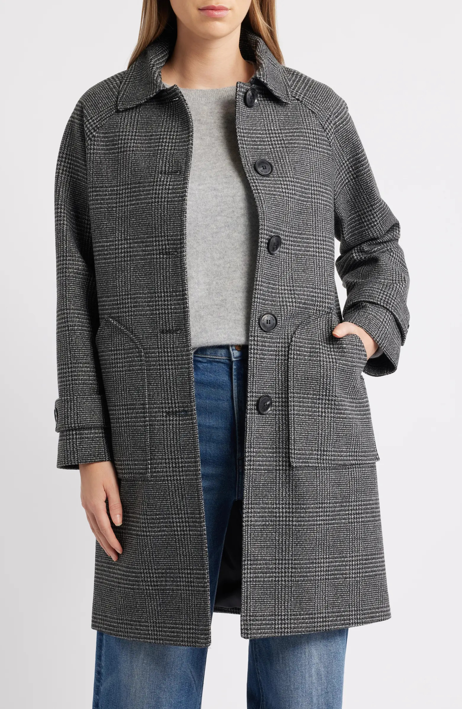 Sam Edelman Plaid Slim Balmacaan Coat | Nordstrom | Nordstrom