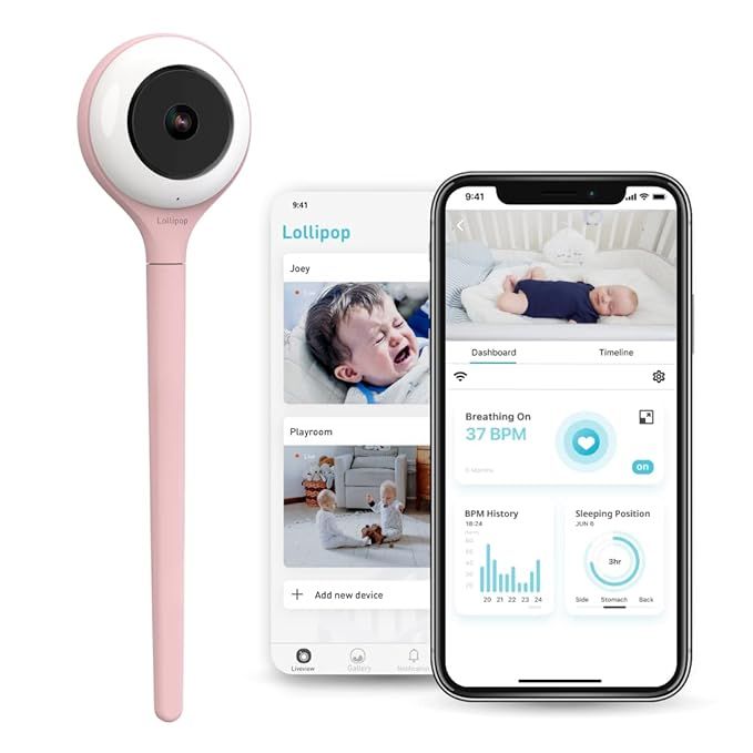 Lollipop Baby Monitor (Cotton Candy) -Full-Featured Smart Wi-Fi Camera of True Crying Detection w... | Amazon (US)