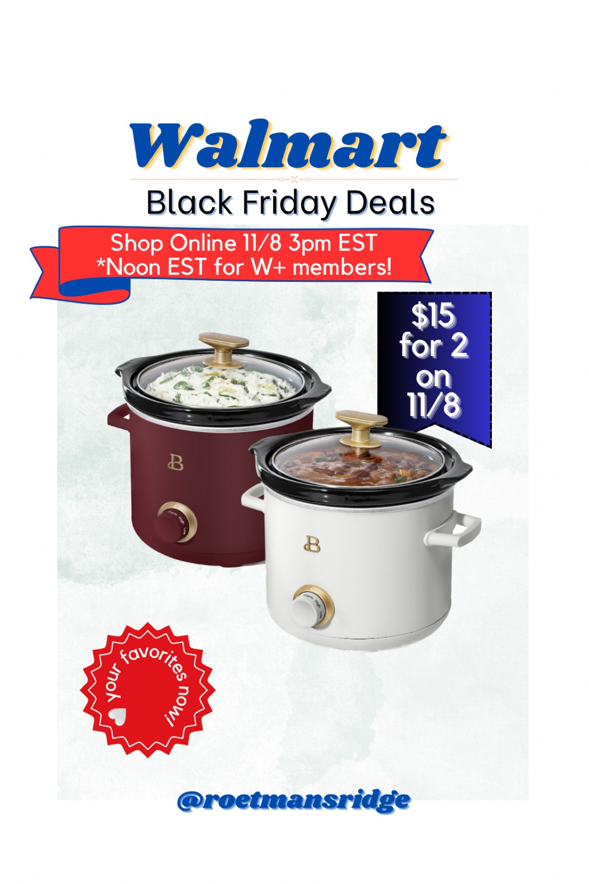 TWO 2-quart crockpots for $15?! Won’t these be so pretty on your holiday buffet? Heart this item now to be notified when the sale drops on 11/8!! Not available to purchase until 11/8.

#LTKHolidaySale #LTKGiftGuide #LTKHoliday