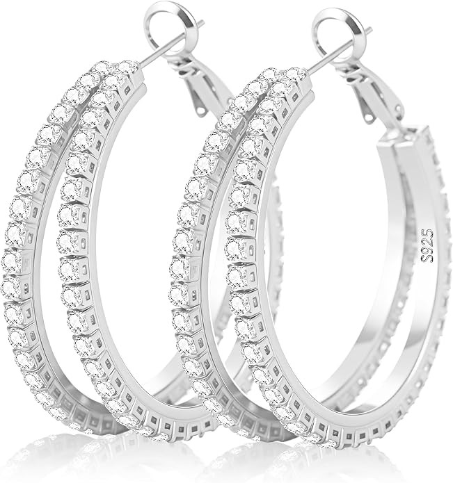 Senteria S925 Sterling Silver Hoop Earrings Hypoallergenic Silver Double Hoop Earring for Women N... | Amazon (US)