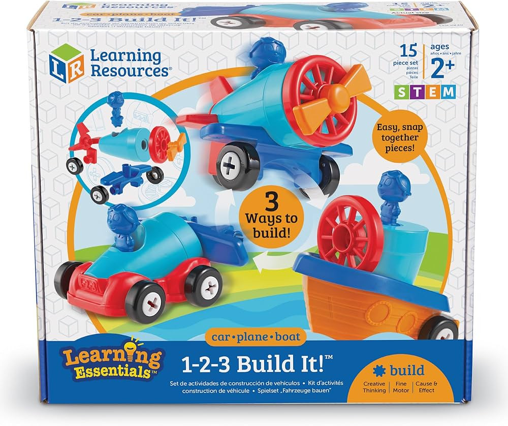 Learning Resources 1-2-3 Build it! Car, Boat, Plane, 15 Pieces | Amazon (US)