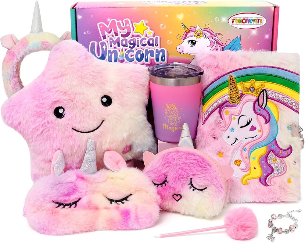 FUNCREVITY Unicorns Gifts for Girls Unicorn Toys 6 7 8 9 10 Years Old with Star Stuffed Animal Un... | Amazon (US)
