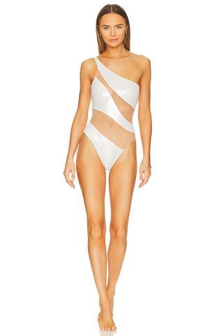Norma Kamali Mio Snake Mesh One Piece in Pearl & Nude Mesh from Revolve.com | Revolve Clothing (Global)