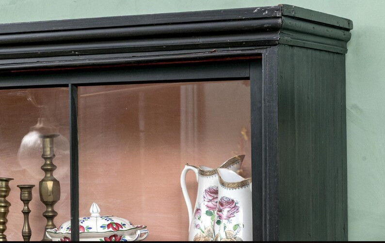 Antique Black Display Cupboard With Black Doors - Featured in Veranda Magazine - Etsy | Etsy (US)