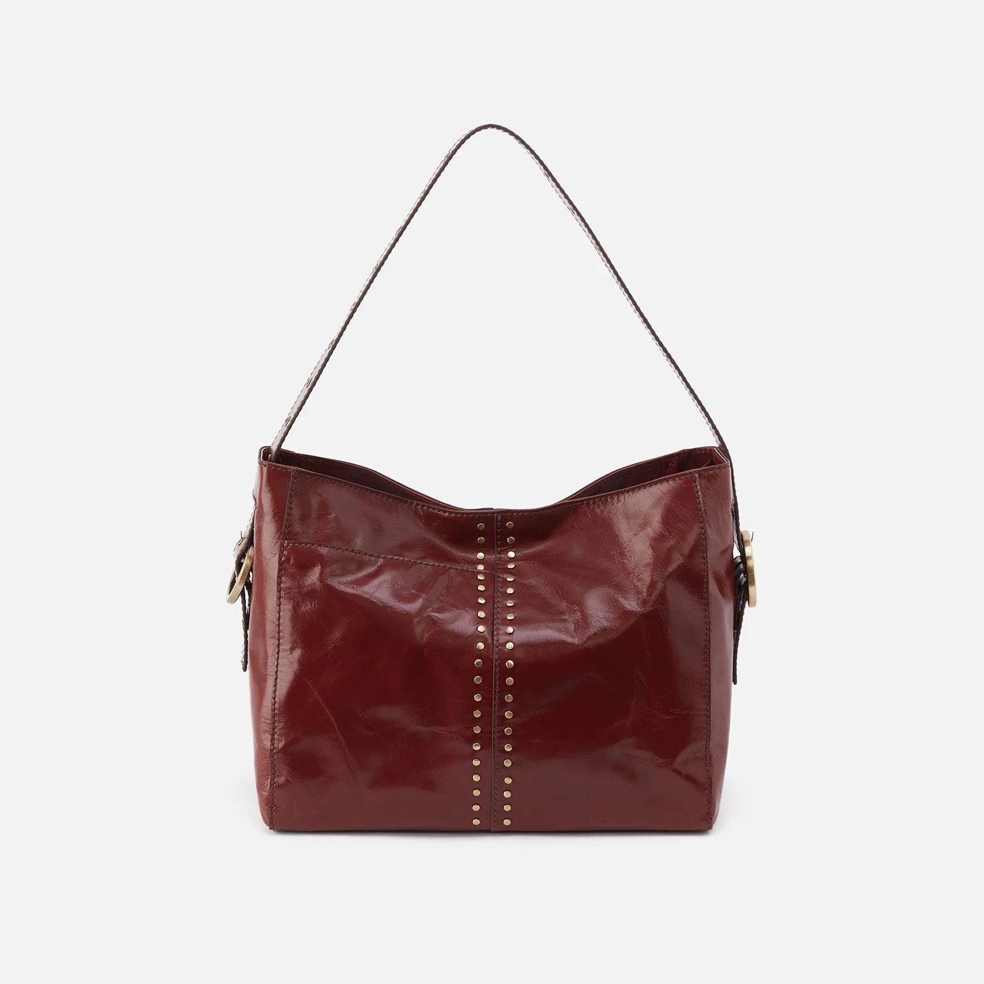 Render Shoulder Bag in Polished Leather With  Studs - Henna | HOBO Bags