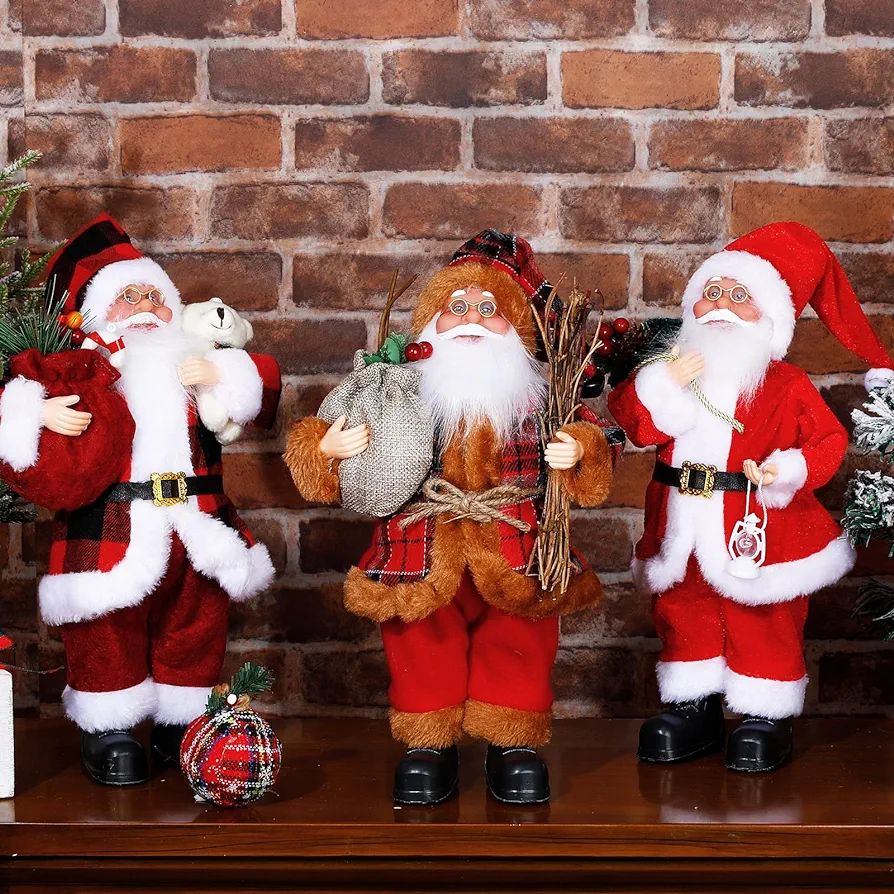 Jenaai 3 Pcs Santa Claus Christmas Figurine Figure Decor 12 Inch Standing Santa Doll Christmas Sa... | Amazon (US)
