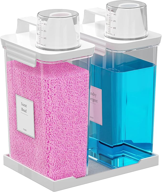 77.8OZ Laundry Detergent Dispenser Container, 2 Pack Liquid Laundry Dispenser, Plastic Detergent ... | Amazon (US)