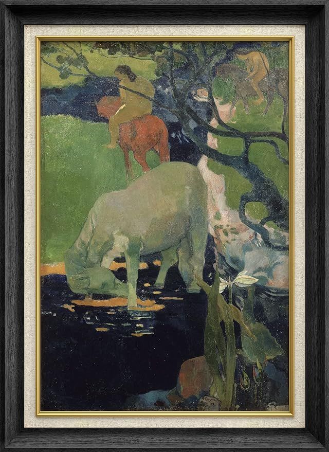 SIGNWIN Premium Frame Art The White Horse by Master Artist Paul Gauguin Classical Historical Illu... | Amazon (US)