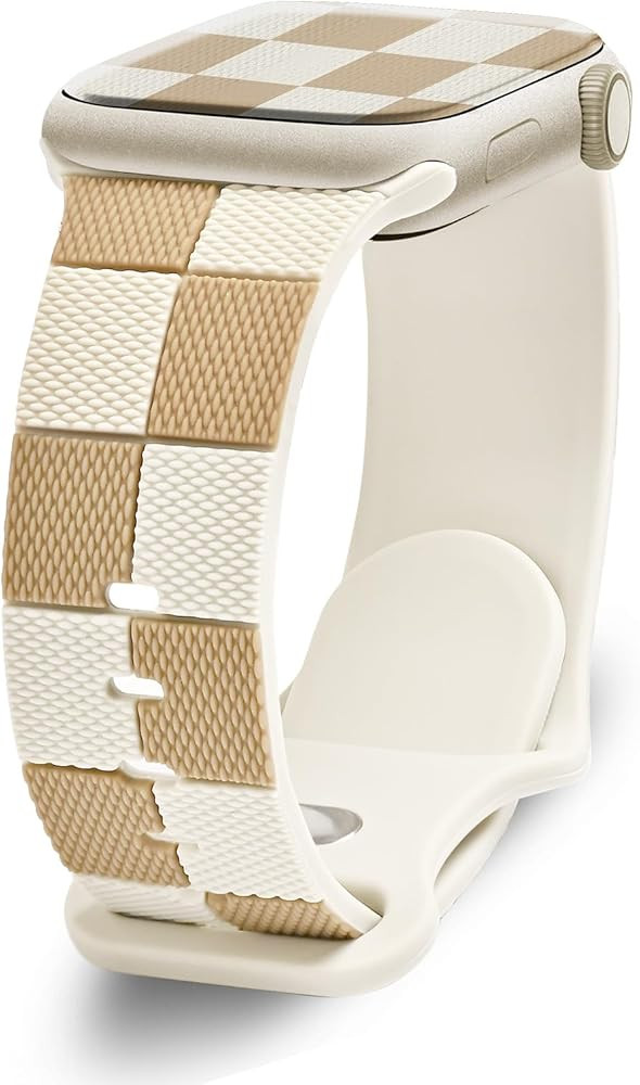 Checkered Silicone Strap for Apple Watch Bands 40mm 41mm 38mm 45mm 44mm 42mm, Cute Soft Bracelet ... | Amazon (US)