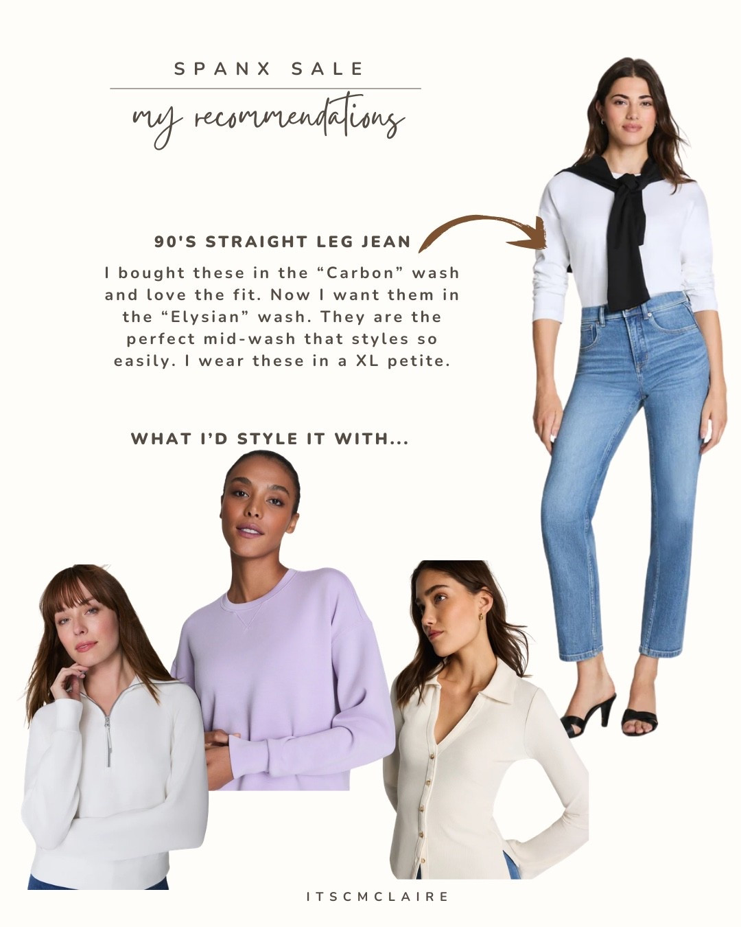 I take these @Spanx straight leg jeans in a XL petite. I’m 5’5 for reference and the jeans hit me where it does on the model.

#LTKSaleAlert #LTKMidsize #LTKOver40