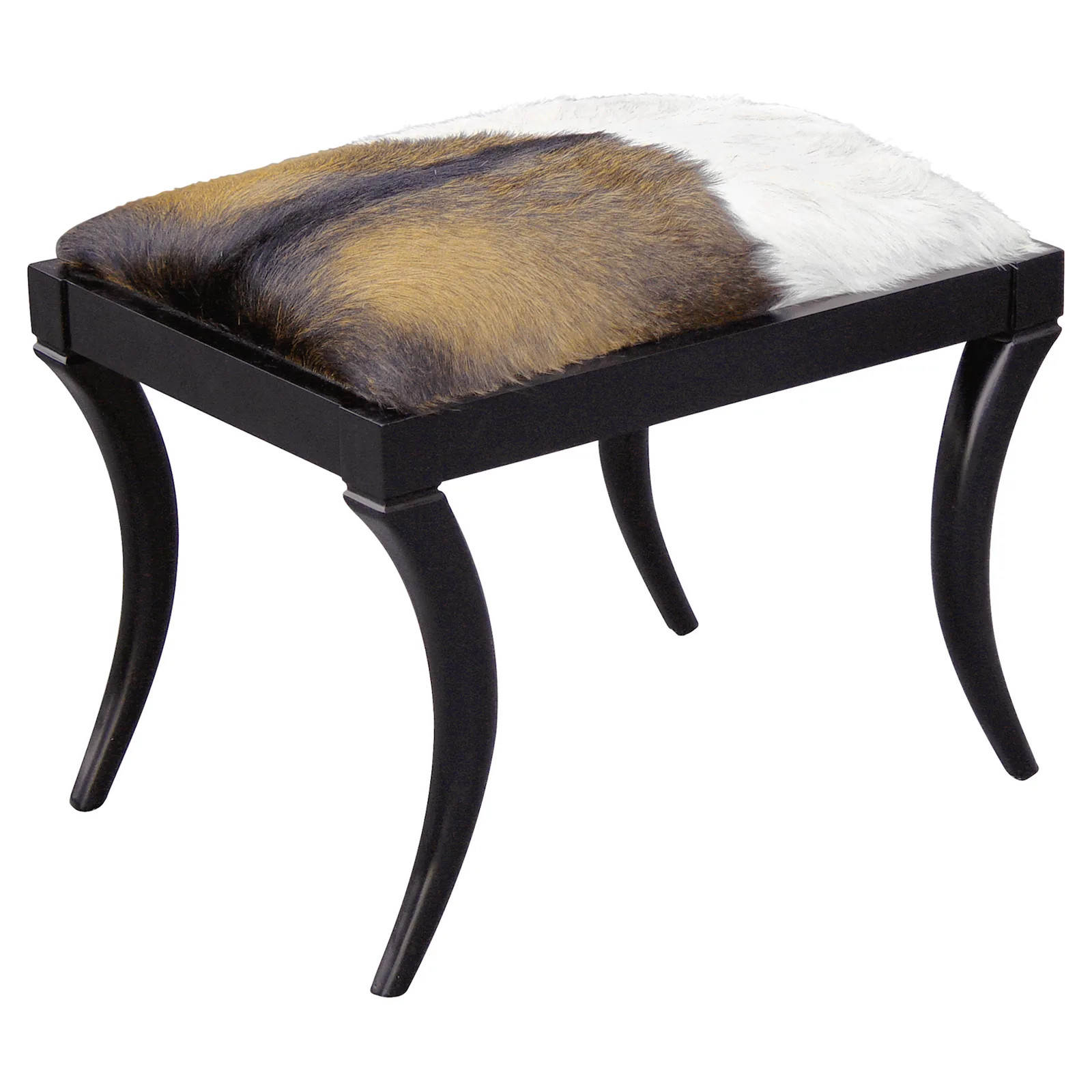 Neta Black Saber Goat Hide Stool | Kathy Kuo Home