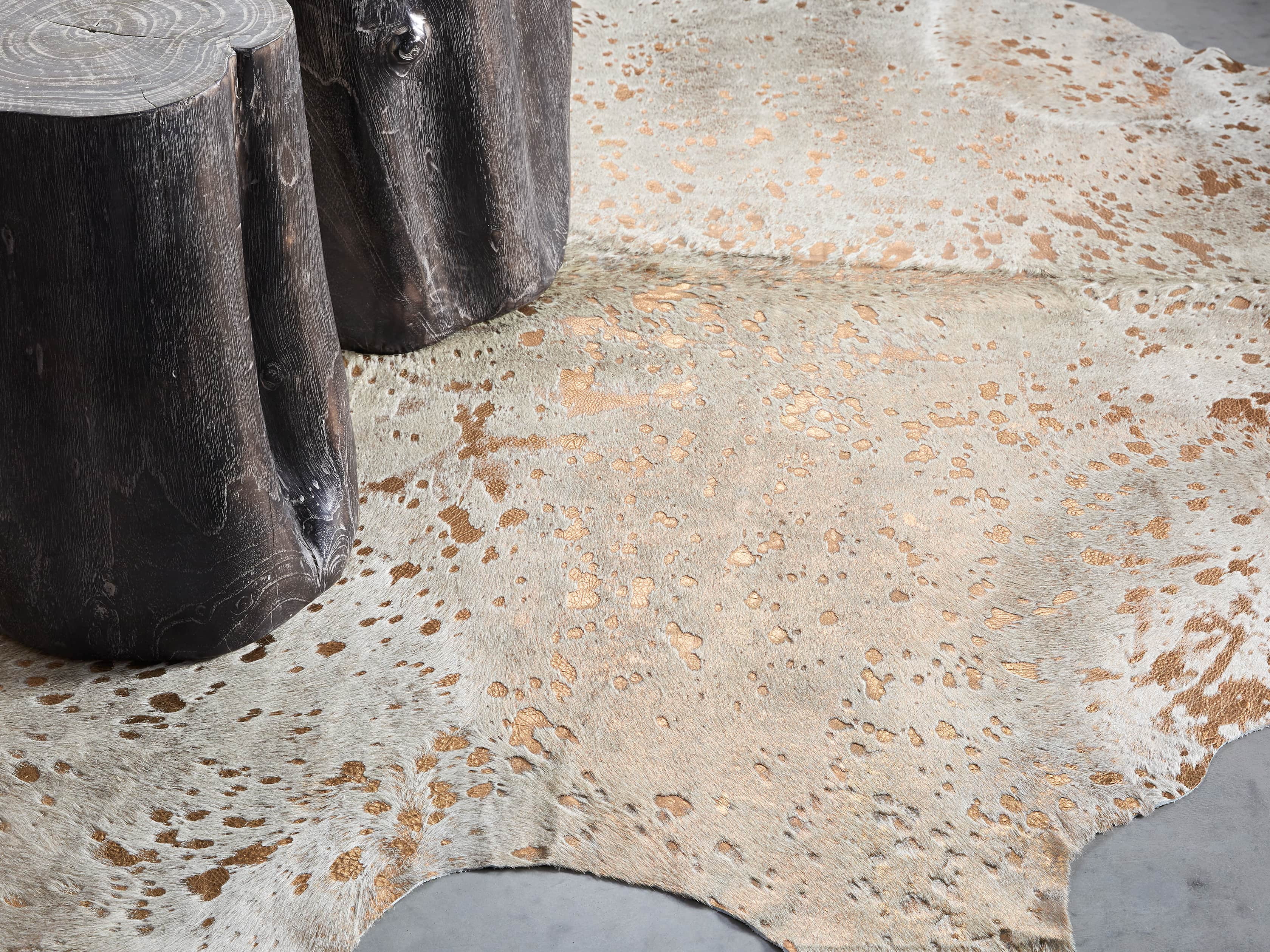 Beige and Copper Metallic Hair on Hide Rug | Arhaus