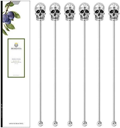 6 Pcs Skull Coffee Stirrers Swizzle Sticks Stainless Steel 8" Reusable Beverage Stir Sticks with ... | Amazon (US)