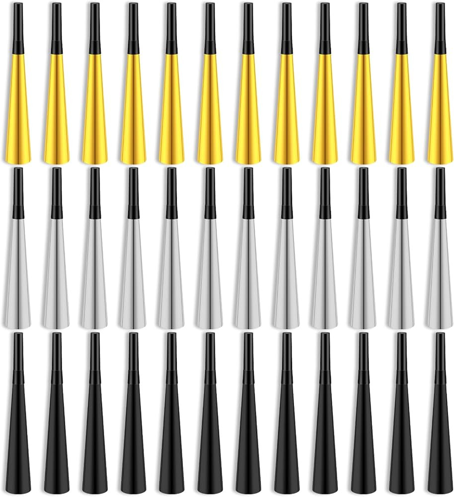 Syhood 36 Pcs 2026 New Years Party Horns Gold Black Silver Noise Makers Glitter Metallic Blowers ... | Amazon (US)
