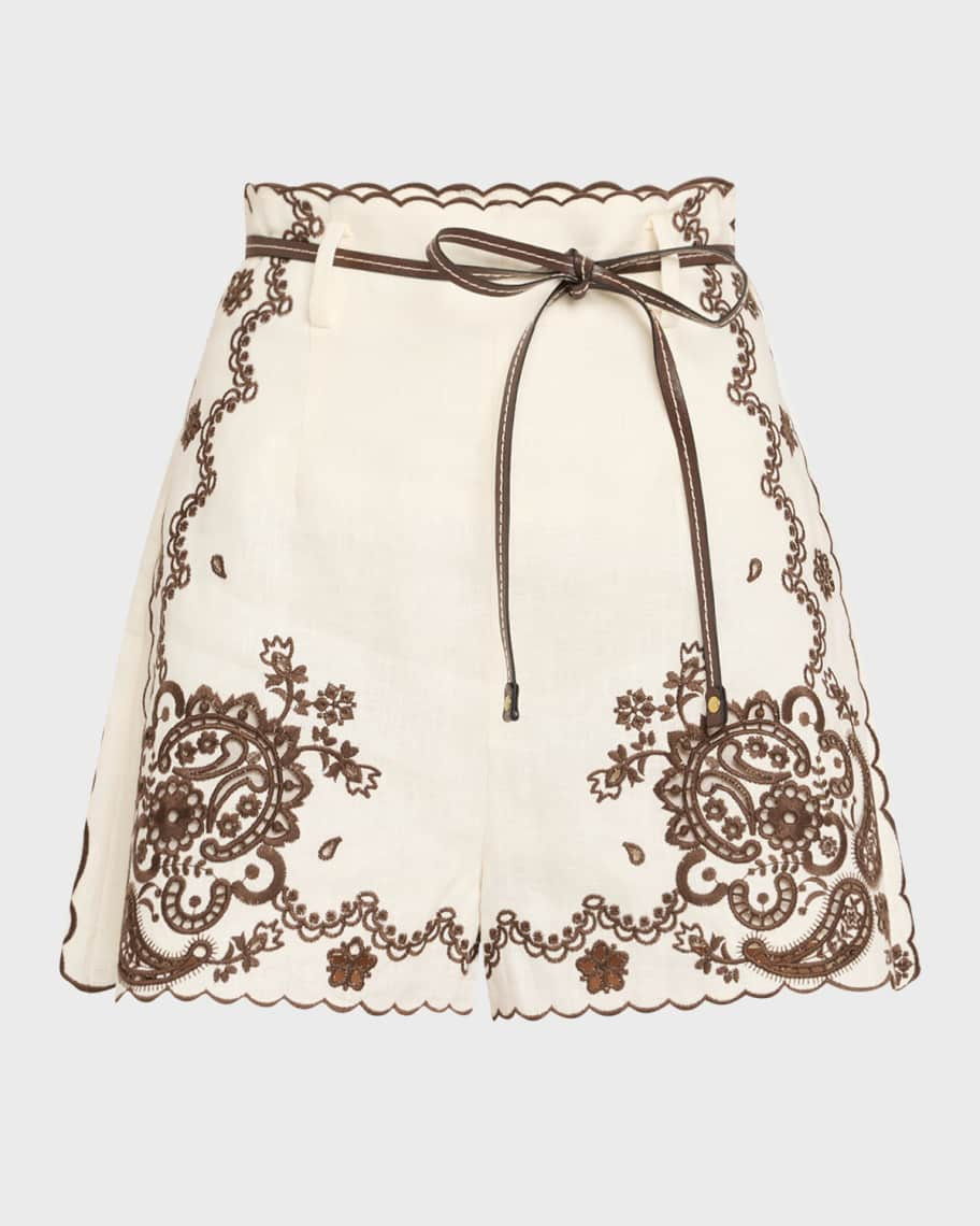 Zimmermann Ascension Embroidered Shorts | Neiman Marcus