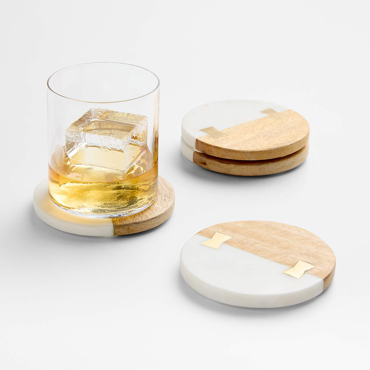 Wood and Marble Coasters, Set of 4 + Reviews | Crate & Barrel | Crate & Barrel
