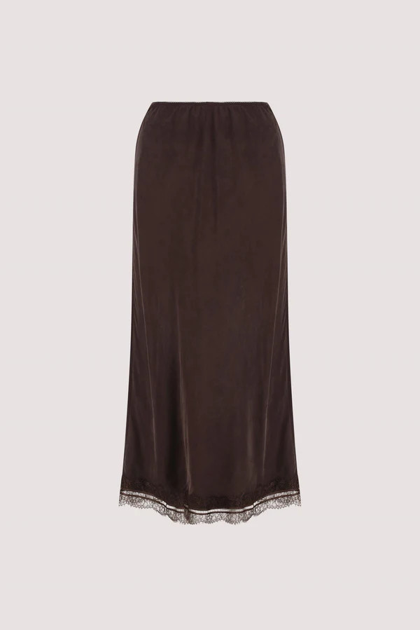 ANDREA PLUM CHOC CUPRO MIDI SKIRT | DISSH