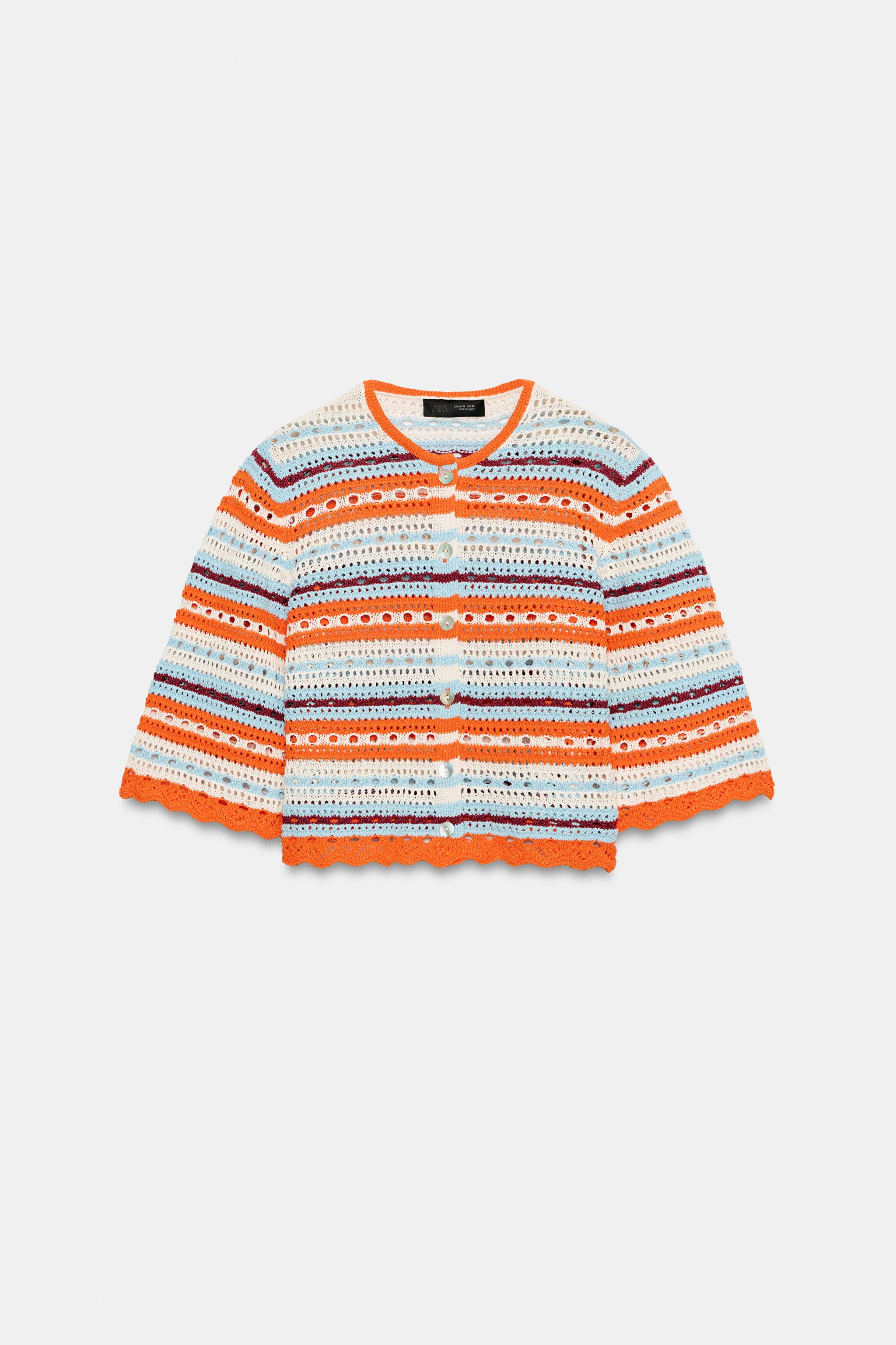 STRIPED POINTELLE CARDIGAN | Zara US