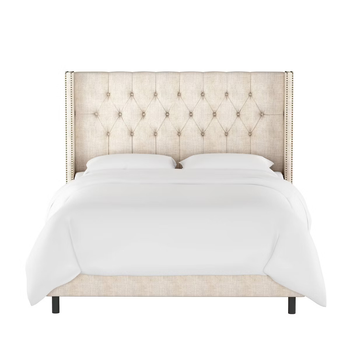 Skyline Furniture Louis Diamond Tufted Wingback Linen Bed | Target