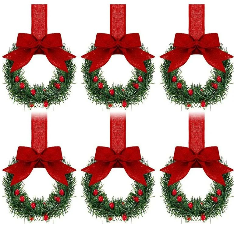 Walmart Christmas Kitchen Cabinets Wreaths with Bow Ribbon Hanging Cabinet Doors Wreaths Decora... | Walmart (US)