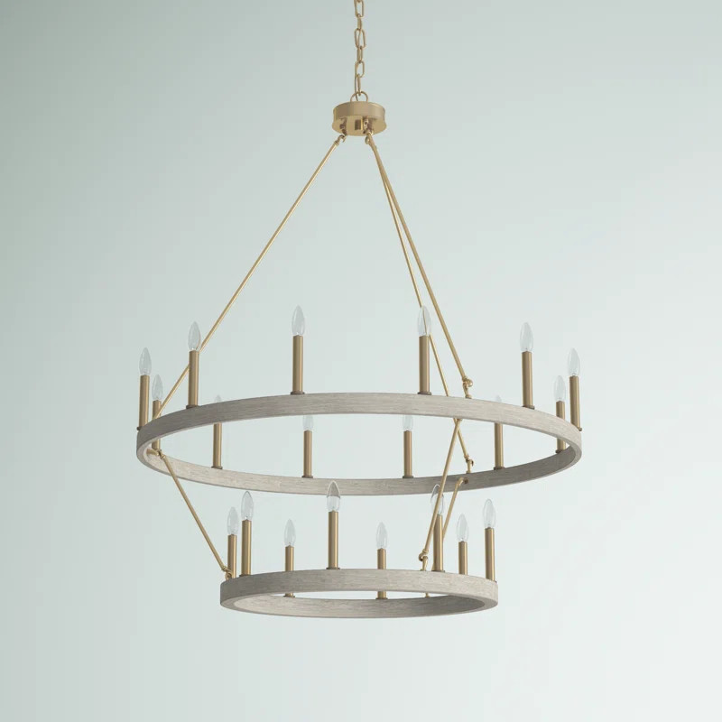 Finchley 20 - Light Candle Style Wagon Wheel Chandelier | Wayfair North America