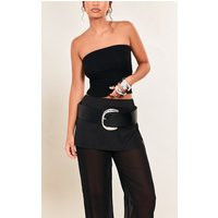 Black Soft Rib Bandeau Top | PrettyLittleThing US