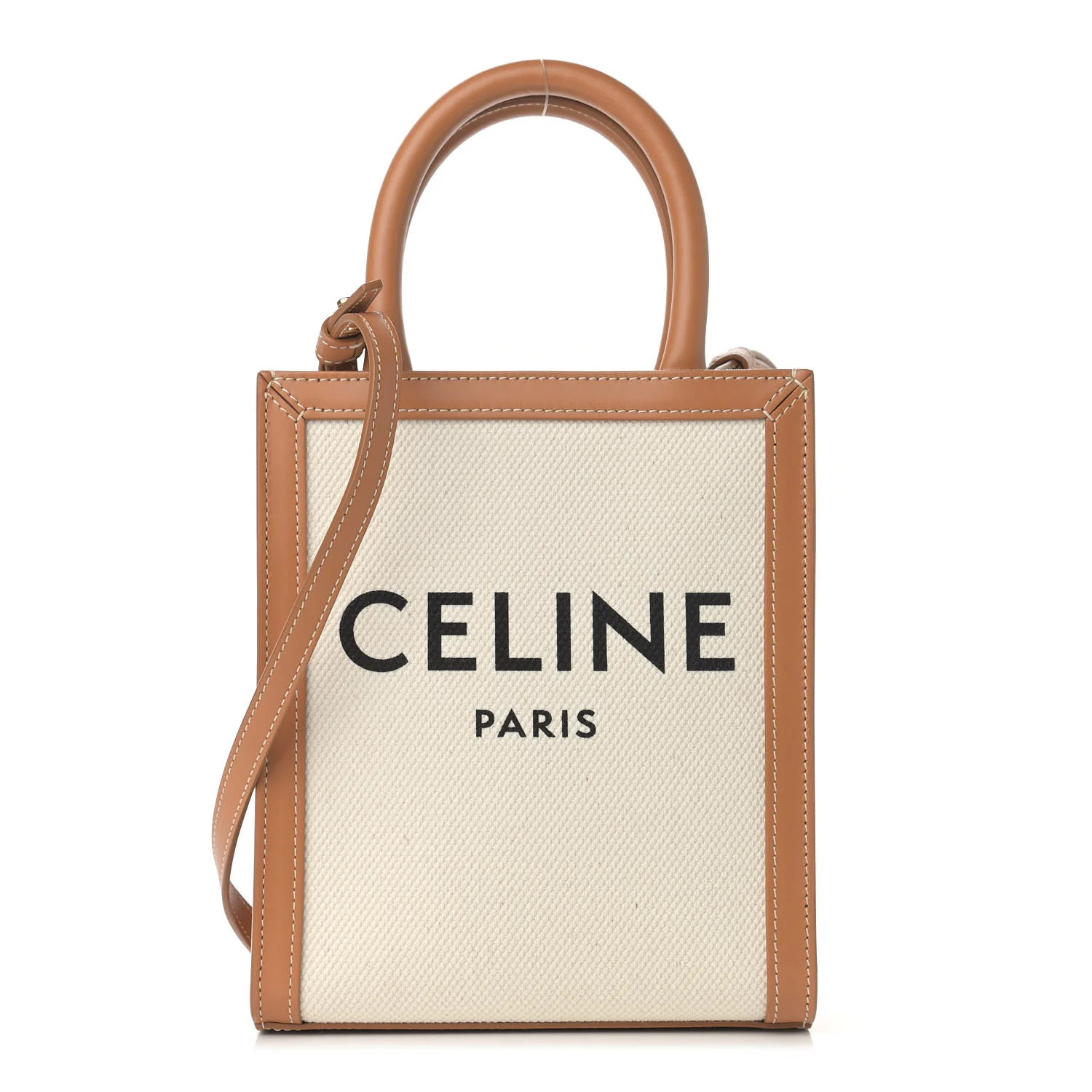 CELINE Canvas Calfskin Mini Vertical Cabas Natural Tan | FASHIONPHILE | Fashionphile