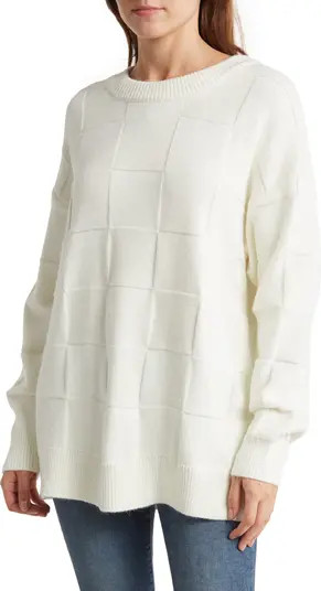Topshop Checkerboard Crewneck Long Sleeve Sweater | Nordstromrack | Nordstrom Rack