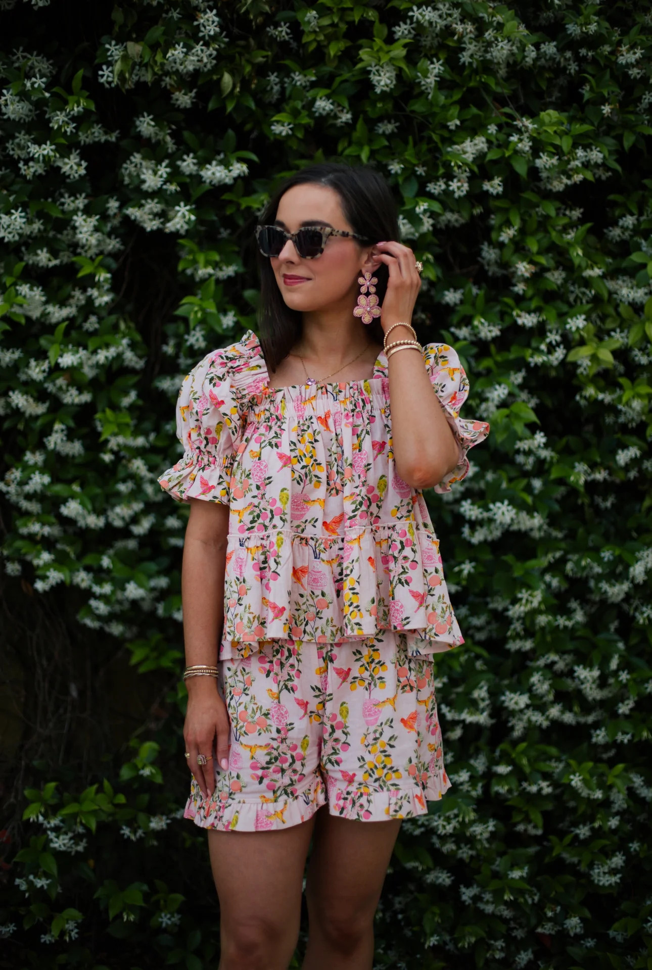 Polly Set in pink ginger jar linen | Elizabeth Wilson Designs