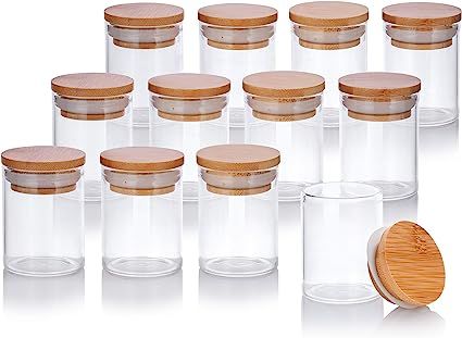 2 oz Premium Borosilicate Clear Glass Jars with Bamboo Silicone Sealed Lid (12 Pack) | Amazon (US)