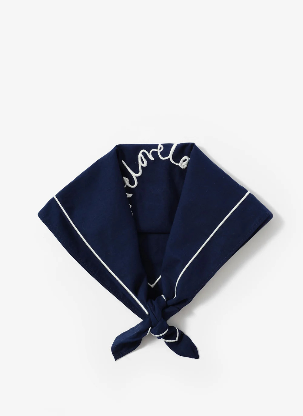 Navy Cotton Heart Embroidered Square Scarf | Mint Velvet