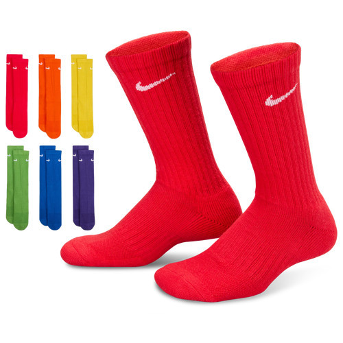 Nike Boys Nike 6 Pack Cushioned Crew Socks - Boys' Grade School University Red/Rush Orange Size M | Champs Sports