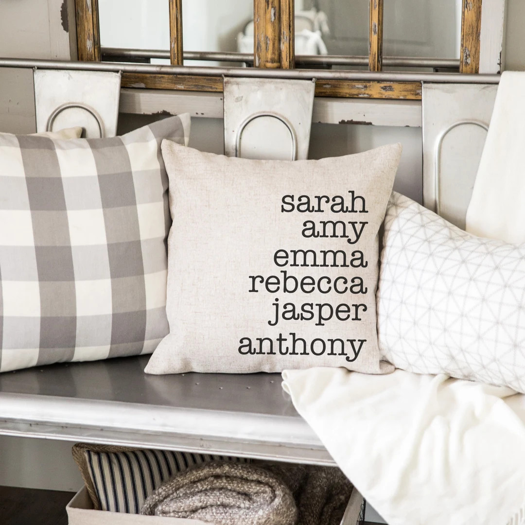 Personalized Family Name Throw Pillow Case, Customize Pillow With Kids Name 18X18 Pillow Cover, C... | Etsy (US)