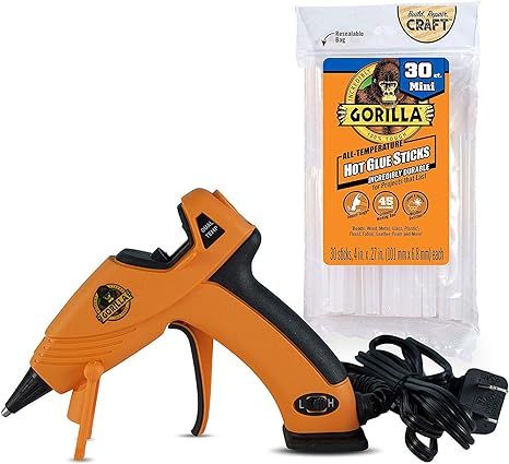 Gorilla Dual Temp Mini Hot Glue Gun Kit with 30 Hot Glue Sticks, (Pack of 1) | Amazon (US)