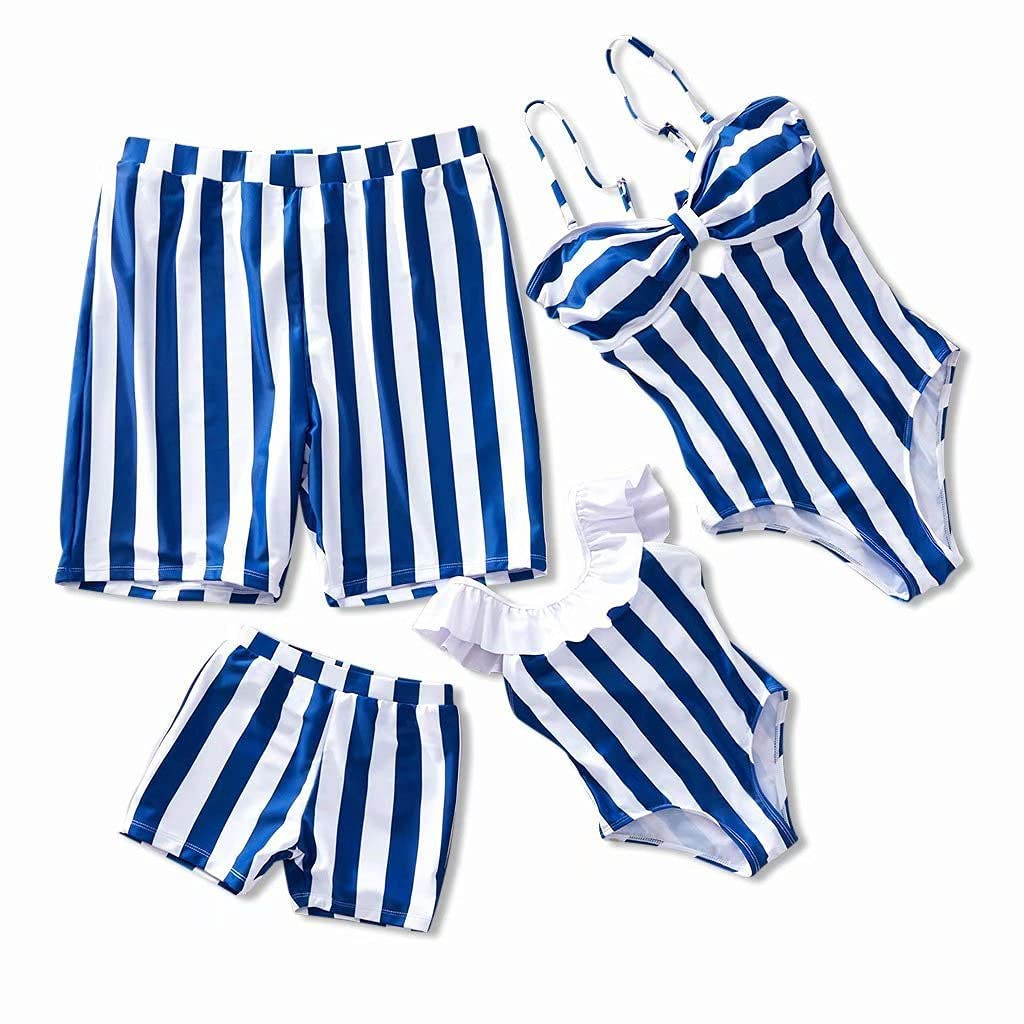 IFFEI Family Matching Swimwear One Piece Bathing Suit Striped Hollow Out Monokini Mommy and Me Be... | Amazon (US)