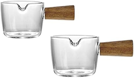 Amazon.com | Glass Creamer Coffee Milk Sauce Serving Pitcher/Creamer Jug with Wood Handle: Creame... | Amazon (US)