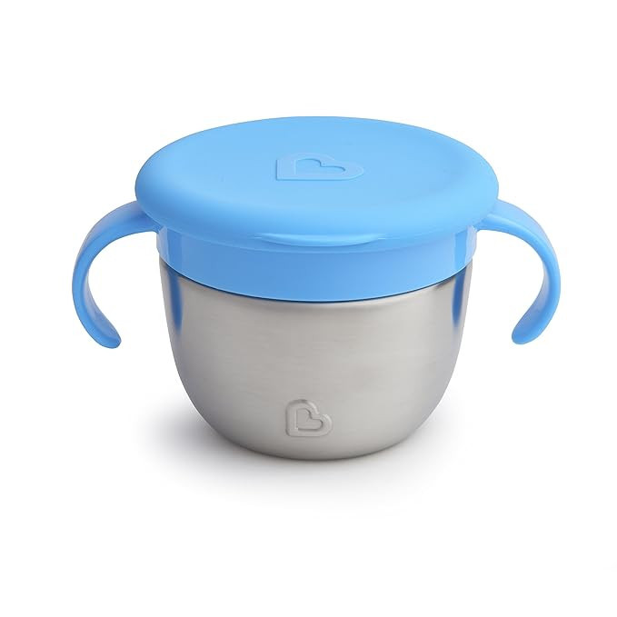 Munchkin® Snack+™ Stainless Steel Snack Catcher Cup with Lid, 9 Ounce, Blue, 1 Pack | Amazon (US)