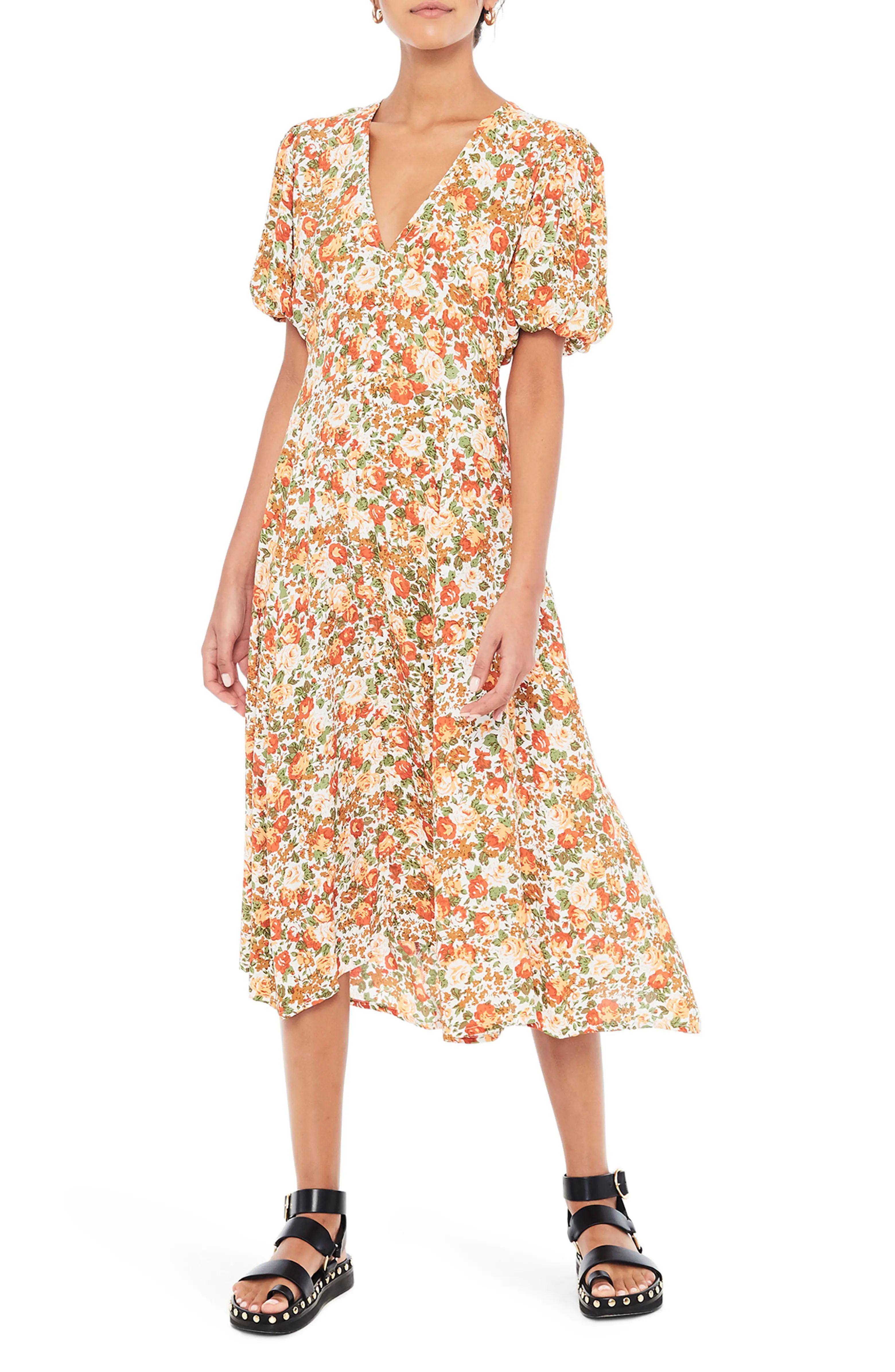 Delia Floral Midi Dress | Nordstrom