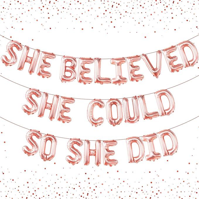 KatchOn, She Believed She Could So She Did Balloons - 16 Inch | Congrats Balloon for Rose Gold Co... | Amazon (US)