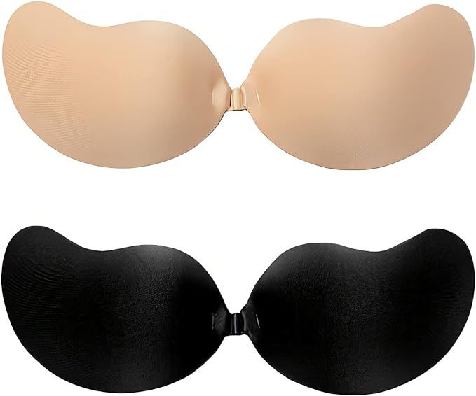 Super Sticky Invisible Strapless Push up Bra Self Adhesive Reusable Backless Bras for Women | Amazon (US)