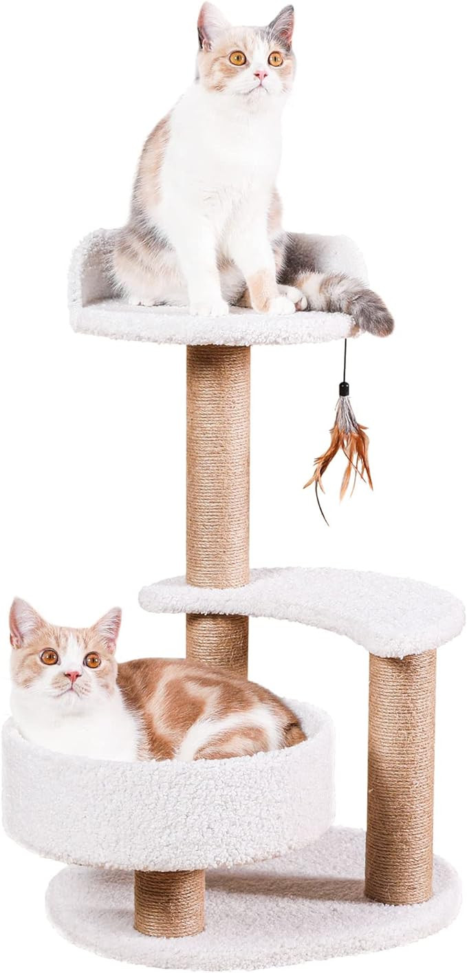 Lahas Modern Cat Tree Tower for Indoor Small Cats with Sisal Scratching Post,Hammock,Perch,Bed,Fe... | Amazon (US)
